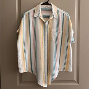 Madewell Pineapple Stripe Linen Tie Front